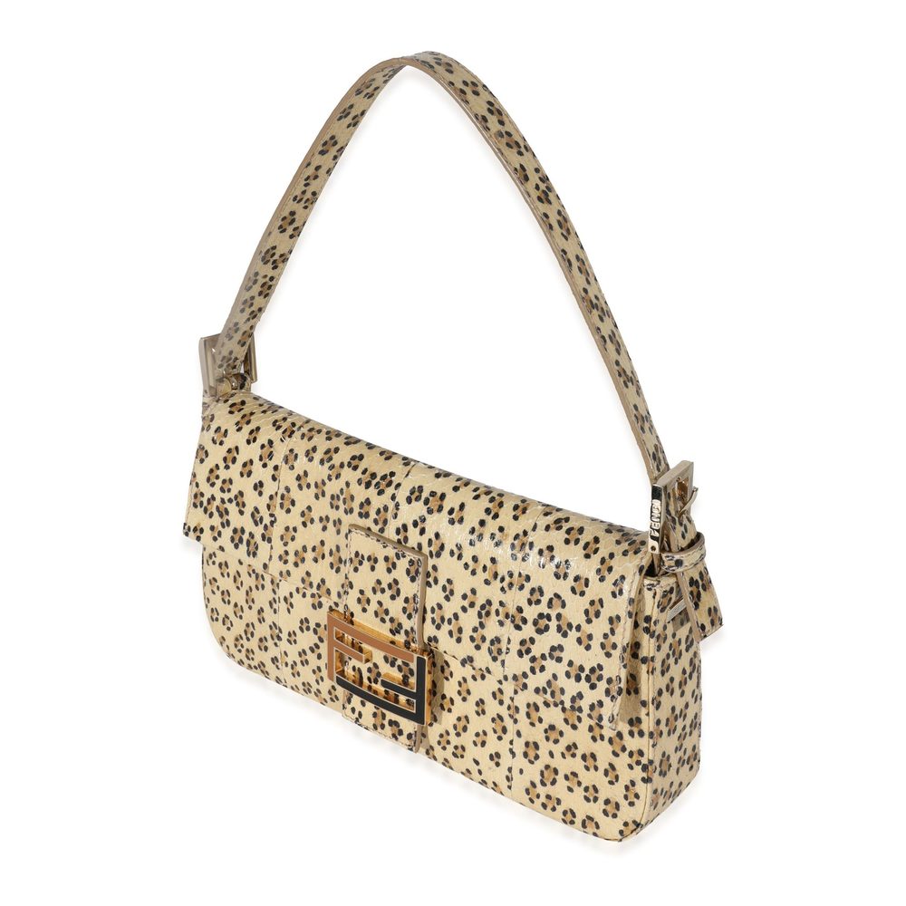 Fendi Beige Brown Leopard Print Python Baguette - image 2